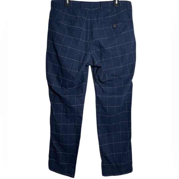 GAP Men’s Slim Taper Navy Blue White Windowpane Plaid Pants 34/30 - Picture 4 of 4